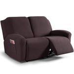 TAOCOCO Recliner Loveseat Slipcover, 6 Pieces Dual Recliner Sofa Covers for 2 Seat Dual Reclining Loveseat Couch, Stretch Soft Jacquard Pattern Furniture Protector with Elasticity (2XL, Chocolate)