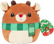 Squishmallows Original 8-Inch Rudolph The Red Nosed Reindeer - Official Jazwares Christmas Plush - Collectible Soft & Squishy Reindeer Stuffed Animal Toy - Gift for Kids, Girls & Boys