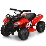 HONEY JOY Kids ATV, 4 Wheeler Battery Powered Toddler Quad with Storage Box, Horn, Music, LED Headlights, 6V Ride On ATV Toy, Gift for Boys Girls(Red)