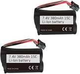 VOLANTEXRC 2pack 7.4V 380mAh Lilon Battery Rechargeable for Remote Control Boat 795-3, 795-4, 795-5