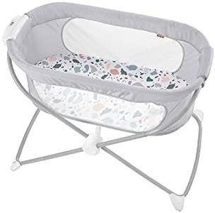 Fisher-Price Berceau Apaisant Compact, lit Pliable et transportable, Motif Galet du Pacifique, pour bébé jusqu'à 9 kg, GVG95