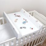 Baby Hard Base Changing Mat/Top Changer 70x50 cm fits 120x60 cm Cot Unisex Wedge Anti Roll Nappy Newborn Baby Waterproof Changing Mat with Raised Edges (Retro Cars)