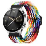 cobee Stretchy Sport Wristband, Stretchy Braided Solo Loop Bands with Slider Buckle Adjustable Elastic Strap Replacement Elastic Nylon Watch Band for Men Women Smartwatch(Rainbow Color, 22mm)