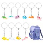 TIESOME 10 Style Ocean Animal Keychain, Mini Key Ring Cute Ocean Animal Gift Kid Party Favor Classroom Rewards Carnival Prizes Set Boys Girls Gifts for Kids Fit Mobile Key Wallet