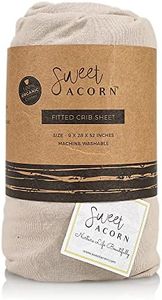 Sweet Acorn Fitted Crib Sheets - Organic Cotton Jersey Knit Crib Beddings - Fits Standard Baby Crib Mattress - 9" x 28" x 52" - Fog Grey