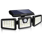 KIBTOY Solar Sensor Outdoor Bright Light Easy to Install, Security Light with 360° Wide Lighting Angle IP65 Waterproof for Front Door,Pathway,Yard,Garage