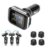 Jansite 2024 Newest TPMS Tire Pressure Monitoring System Cigarette Lighter USB Port Adjustable Angle TPMS Tool Tire Pressure Monitor with 4 Wireless External IP68 Waterproof Tire Sensor