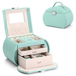 Vlando Princess Style Girls Jewelry Box-3 Layer Jewelry Box with Mirror,Kids jewelry box for Girls Birthday Gifts,Green