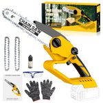 8 Inch Mini Chainsaw Compatible with Dewalt 20V MAX Battery (Battery Not Included), Handheld Mini Chainsaw Cordless, Electric Chainsaw with Security Lock, Portable Chain Saw for Wood Cut Tree Trimming
