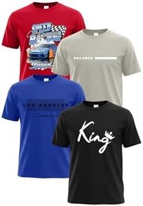PureChapter 4 Pack Boys Graphic T-Shirts Short Sleeve Crewneck Casual Tees
