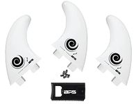 BPS Fiberglass Reinforced Surfboard Fins (3) + FCS Screw Hardware and Wax Comb! Glass Flex Thruster Surf Fin Set (FCS G5 M5 Style) Black - Tri Fin Thruster Set Surfboard fins (Arctic White)