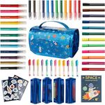 PapaKit Creative Art Coloring Set (Outer Space), Includes Travel Bag, Assorted Washable Marker Set, Glitter Pens & Coloring Pages, Art Supplies Great Gift for Kids