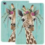 for iPad Mini 5/4 Case, iPad Mini 1/2/3 Case, Adjustable Shockproof Protective Cover, with Automatic Wake-up/Sleep Function, Suitable for iPad Mini 5th/4th Gen 7.9 inch - Giraffe with Floral Headgear