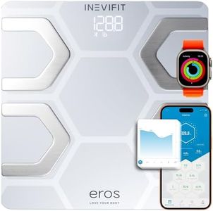 INEVIFIT EROS Bluetooth Body Fat Scale Smart BMI Highly Accurate Digital Bathroom Body Composition Analyzer with Wireless Smartphone APP 400 lbs 11.8 x 11.8 inch (White)