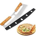 ZOCY Pizza Cutter Rocker with Wooden Handles & Protective Cover, 14" Sharp Stainless Steel Pizza Slicer Wheel, Big Pizza Knife Cutters for Kitchen Tool (14inch)