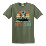 PAPA Bear Funny T-Shirt Bear Fathers Day Joke Retro Gift T-Shirt Top Tee (Olive, L)