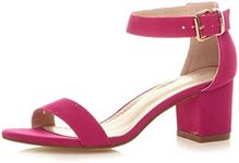 Ajvani Womens Ladies mid Heel peep Toe Buckle Ankle Strap Party Strappy Sandal Size 6 39, Fuchsia Suede, 6 UK