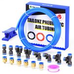 TAILONZ PNEUMATIC Blue 6mm OD 4mm ID Polyurethane PU Air Hose Pipe Tube Kit 10 Meter 32.8ft