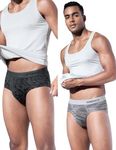 DAMENSCH Men Deo-Soft Supima Modal Briefs-Pack of 2-Dashed Silver, Hybrid Grey-Medium