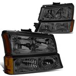 DNA Motoring HL-OH-CS03-4P-SM-AM Smoke Lens Amber Headlights Compatible with 2003-2006 Chevy Silverado/Avalanche