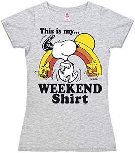 Logoshirt® BD - Peanuts - Snoopy & Woodstock - Weekend Shirt I T-Shirt imprimé Femme I Gris I Design Original sous Licence, Taille M