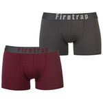 Firetrap Mens Boxers Trunks 2 Pack Underwear Comfortable Fit XS Grey/Wine