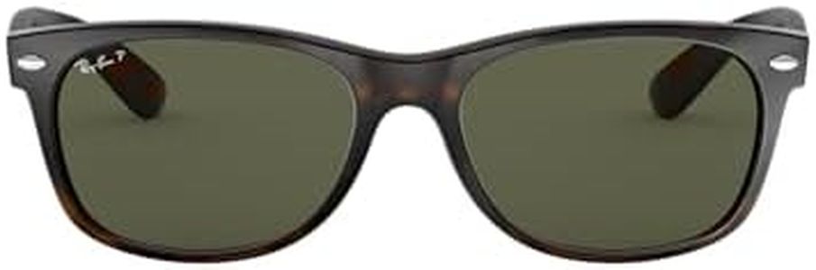 RAY-BAN Polarised Men's New Wayfarer Square Sunglasses, 0RB2132, Tortoise & G-15 Green, 55mm