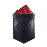 ONLVAN Pocket Square Holder Leather Pocket Square Holder for Men's Suit Handkerchief, Black, Medium