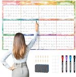 EYROZILL Dry Erase Calendar for Wall 2025-2026, 48"x32" Horizontal Layout, Large Wall Calendar Laminated Yearly Planner for Office, Classroom, Home Task Organizer (2025-2026 Jan-Dec)