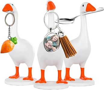 Leiormvses Magnetic Goose Duck Key Holder 1 Pcs, Room Decorations Cute Figurines Ornament Goose Merch Animal Statues for Home Decor Housewarming Gifts (White Base)
