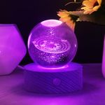 HOTUT 3D Solar System Crystal Ball, 3D Planets Crystal Ball with Wooden Base, Space Galaxy Crystal Ball, 3D Crystal LED Night Light Tabletop for Birthday Gift Anniversary Home Decor