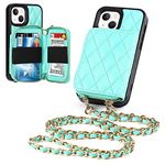 Zouzt Vogue Crossbody Case Compatible with iPhone 13 Mini Case Wallet Leather Case Separable Multiple Cards Slot Bag Cover Holder Wrist Strap Lanyard Purse Case for iPhone 13 Mini 5G 5.4 inch Green