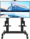 Rfiver Mobile TV Cart with Wheels for 65-120 Inch TVs up to 310 lbs, LCD LED OLED Plasma Flat Curved Panels, Heavy Duty Rolling TV Stand, Extra Large Shelf, 3 Height Levels, Max VESA 1000x600, Black