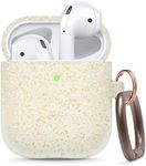 elago Silicone Case with Keychain Compatible with Apple AirPods Case 1 & 2, Front LED Visible, Supports Wireless Charging, Protective Silicone [Night Glow Gold]