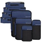 Travalate® 8 Set Packing Cubes 4 Various Sizes Travel Luggage Packing Clothes And Undergarment Organizer Bags Set For Men and Women - Navy Blue