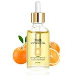 Nail Cuticle Oil 15ml with Organic Vitamin E & B, Cuticle Oil for Nails, Jojoba Nail Cuticle Oil,Nail Oil Soothe Moisturize with Dropper Design for Dry Rough Nail Care Repair (Orange)