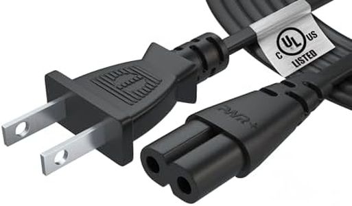 Pwr AC Cable Replacement Power Cord 2 Prong 6 Feet (Black)