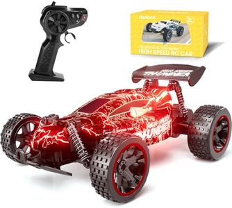 Tecnock RC Cars Remote Control Car for Boys and Girls, 1:18 Scale RC Car with LED Lights, 2.4GHz 2WD All-Terrain RC Truck, Rechargeable Battery for 50-Min Play, Gifts for Kids