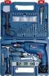 BOSCH GSB 600 Corded Electric Impact Drill Kit, 600W, 13mm, 1.7Kg, 3000RPM, 1.4Nm, Variable Speed, Forward/Reverse Rotation, Double Insulation, 1 Year Warranty from BOSCH (100Pc, Multicolor)