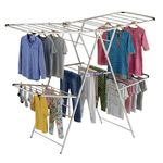 URBAN KRAFT Stainless Steel Foldable Double Rack Cloth Drying Stand, Silver, 150 x 61.5 x 102 cm, Indoor Outdoor Use