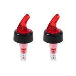 Saylani Enterpeises 30ML Quick Shot Spirit Measuring Pourer for Drinks, Wine, Cocktail | Dispenser | Liquor Wine Oil Pourer | Liquor Pourer | Home BAR Tools Stopper, Pack of 2, Red