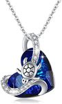 XIXLES Turtle Necklace Heart Crystal Necklace 925 Sterling Silver Turtle/Peacock Necklace Pendant Jewellery Gifts for Women, Girlfriend, Mother, Sterling Silver