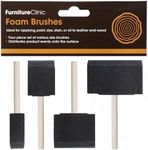 Furniture Clinic Foam Brushes | for Stain, Varnish, Oil, Paint, Dye, Sealants, and More | Perfect for Wood Furniture, Cabinets, Crafts, DIY and More | Washable and Reusable (4 Pack)