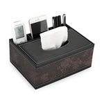 BTSKY Leather Tissue Cover Case with Pencil Remote Control Holder - Tissue Box Holder Napkin Holder Multifunctional Organizer Desktop Storage Box for Office Home and Car, Black Flower