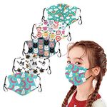 UK Stock 5PCS Kids_Protect_Cover_Mask Cotton Fabric Washable Reusable Activated Carbon Filters Pocket Insert Dinosaur Print Cute Animal Cat Dogs School Pack (B.5PCS)