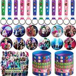 Zombies 3 Party Supplies, 86 Pcs Disney Zombies Party Supplies Include 12 Bracelets,12 Button Pins,12 Keychain, and 50 Disney Zombies Stickers for Zombies Birthday Party Supplies