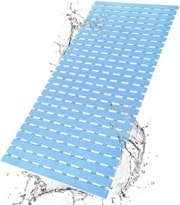 BEMISO Shower Mat Non Slip Bathtub Mat with Suction Cups and Drain Holes 37.4 x15.7 Inch Bath Mat for Tub & Shower.Easy Dry,Easy to Cut,Eco-Friendly