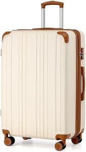 Coolife Luggage, Suitcase with Durable and Lightweight, Large Checked Luggage with ABS Hardshell Expandable, Dual Spinner Wheels, TSA Lock, and YKK Zipper (apricot white, L(28in))
