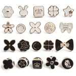 LWQYHTT 20Pcs Women Shirt Brooch Buttons Pearl No Sew Button Pins Safety Rhinestones Mini Brooch Pins Cover Up Button (Type 2)