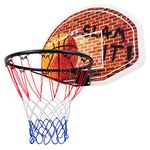 COSTWAY Wall Mounted Basketball Hoop, Mini Basketball Backboard Net Set, Indoor Outdoor Hanging Basket for Kids Adults